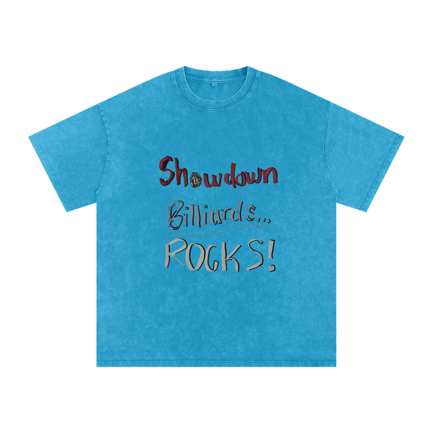Showdown Billiards Rocks Snow Washed Oversized Cotton T-Shirt