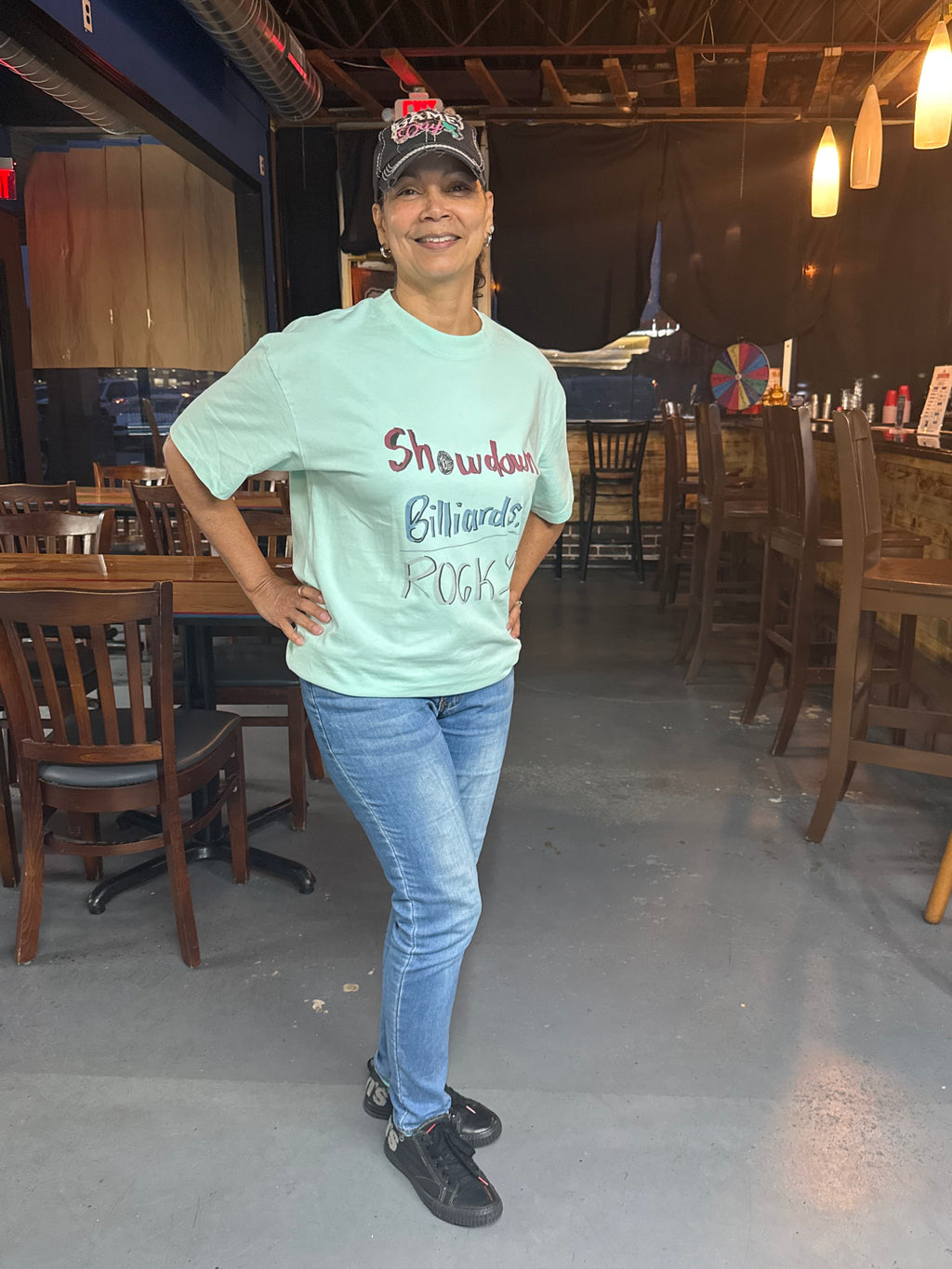 Showdown Billiards Rocks Snow Washed Oversized Cotton T-Shirt
