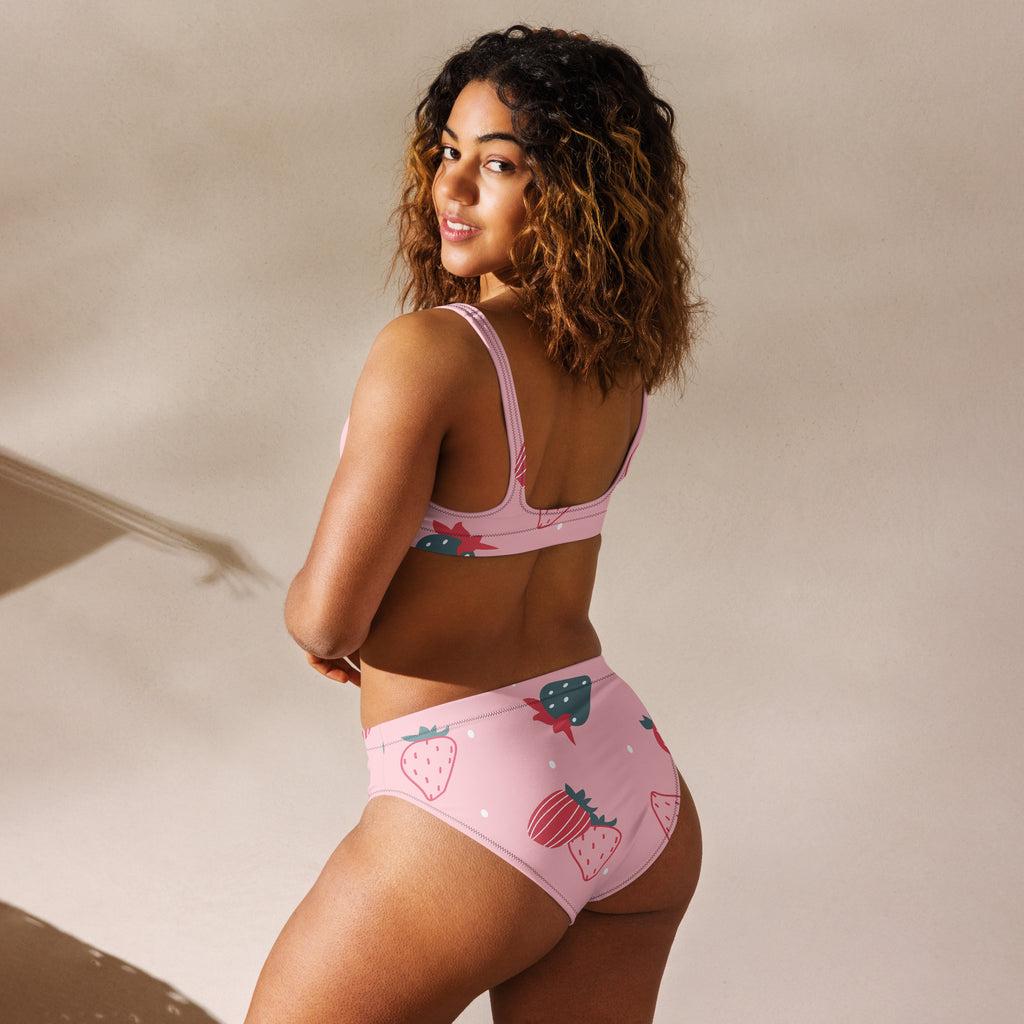 Strawberries Recycled high-waisted bikini