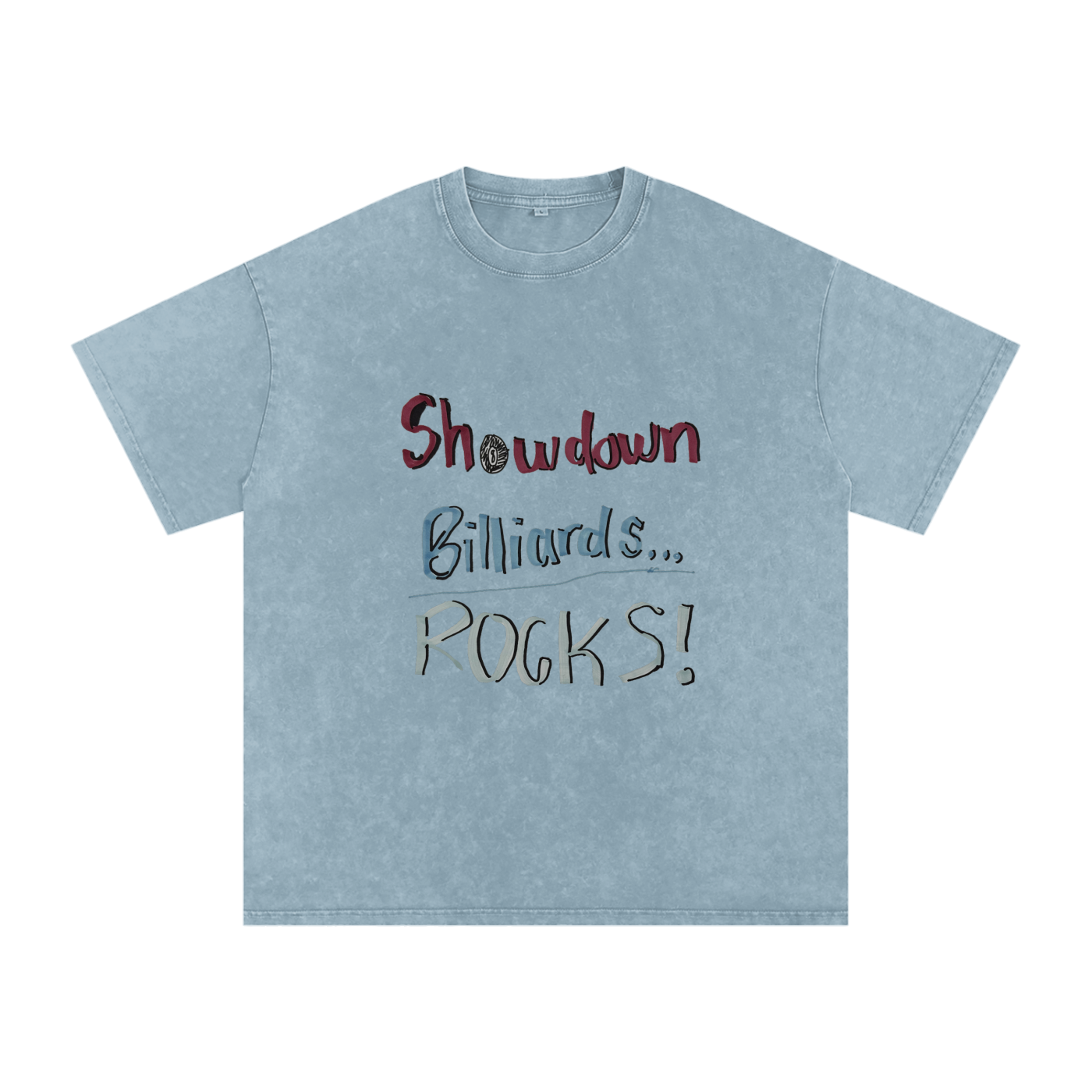 Showdown Billiards Rocks Snow Washed Oversized Cotton T-Shirt