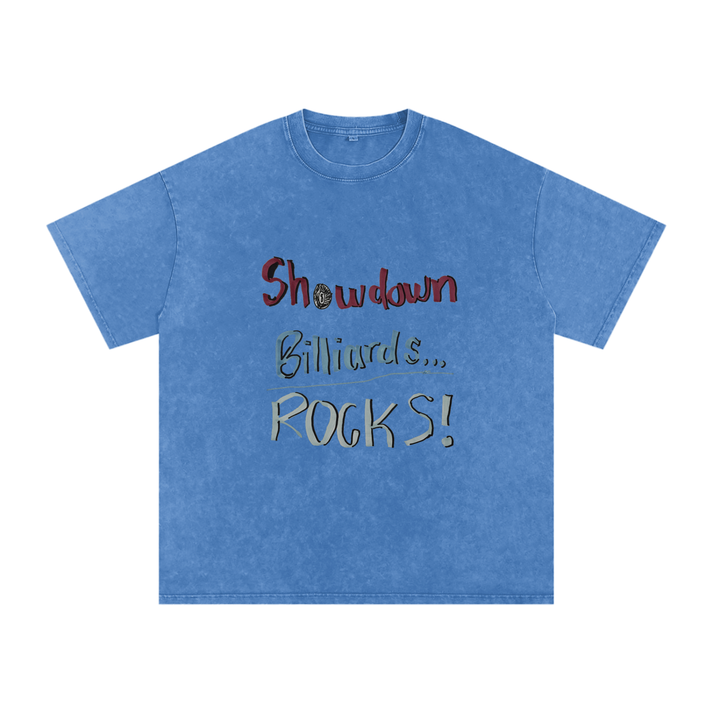 Showdown Billiards Rocks Snow Washed Oversized Cotton T-Shirt