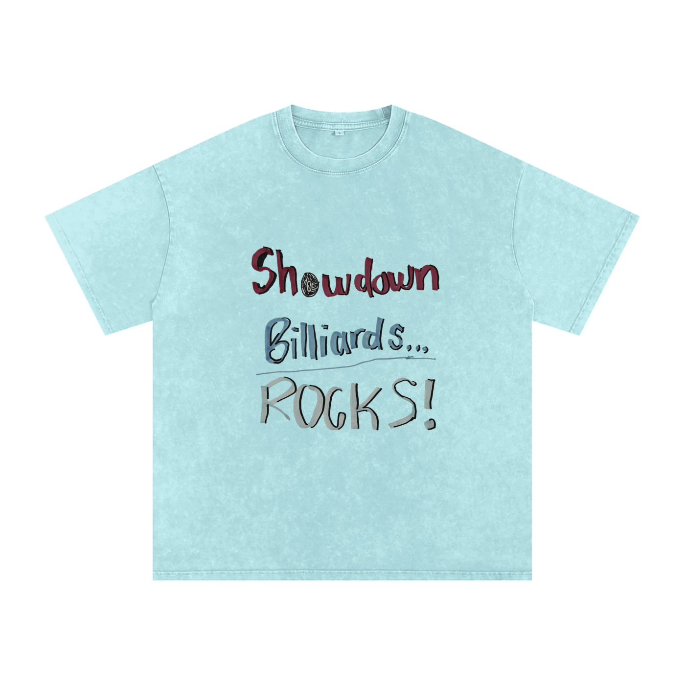 Showdown Billiards Rocks Snow Washed Oversized Cotton T-Shirt